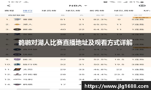 鹈鹕对湖人比赛直播地址及观看方式详解